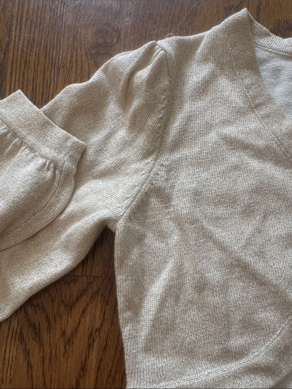 The Children's Place Girls Cream with gold shimmer bolero style Cardigan Sweater
